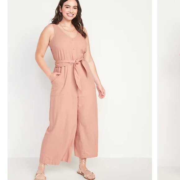 NWT Old Navy Cream Linen blend Jumpsuit - XL - Picture 1 of 3